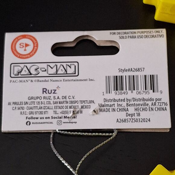 Lot 0f 4 New Pac Man Yellow Game Figures Christmas Ornament  Decor 2024 Ruz - Picture 9 of 9